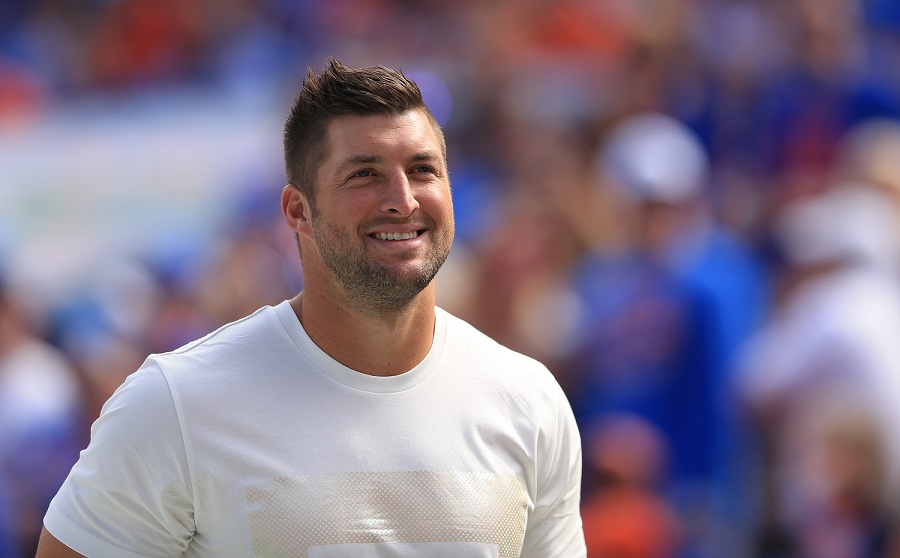 Tim Tebow during the game between the Florida Gators and the South Carolina Gamecocks at Ben Hill Griffin Stadium on November 12, 2016 in Gainesville, Florida.
