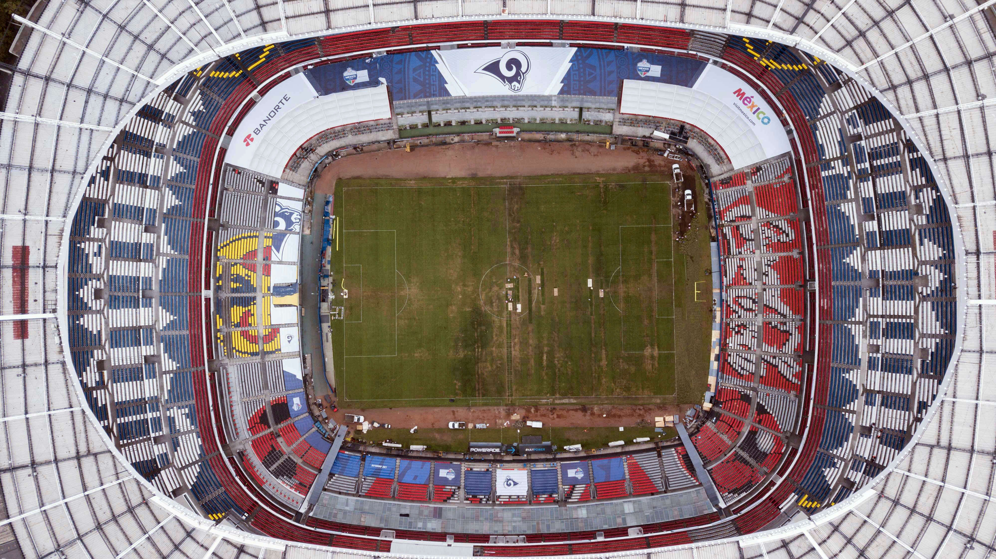 An aerial view of Mexico' City's Azteca Stadium on Tuesday.