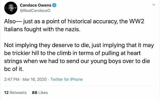 Candace Owens deleted tweet